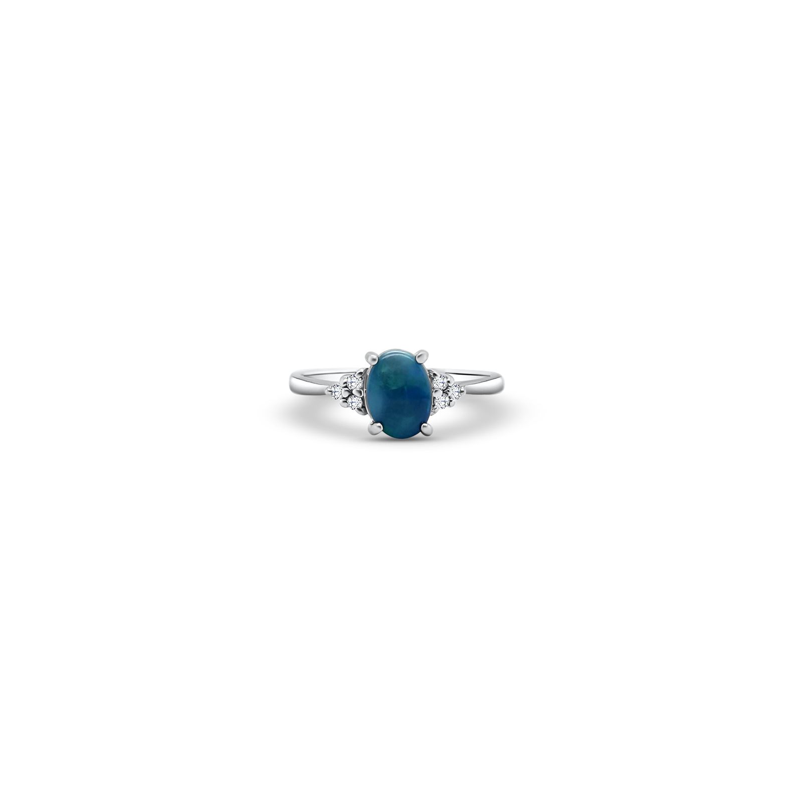 Pre-owned J40114 9ct White Gold Opal Diamond Doublet Ring Jewellery