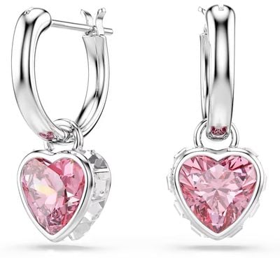 Swarovski Chroma drop earrings, Heart, Pink, Rhodium plated 5757814
