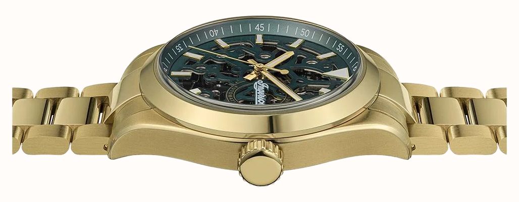 Ingersoll THE DECK Automatic (40mm) Green Skeleton Dial / Gold PVD Stainless Steel Bracelet I18402 - alternate view 2