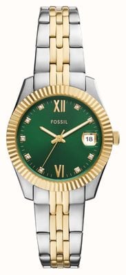 Fossil Women's Scarlette (33mm) Green Sunray Dial / Two-Tone Stainless Steel Bracelet ES5388