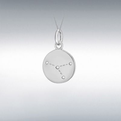 IBB Sterling Silver Rhodium Plated Cubic Zirconia Cancer Star Sign Constellation Disc Pend 8.68.5729