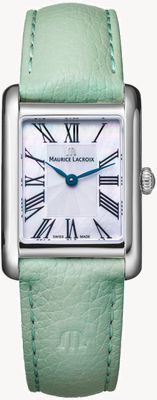 Maurice Lacroix Fiaba Square (24mm) Mother-of-Pearl 'fliniqué' Dial / Mint Green Leather Strap FA1205-SS001-160-5