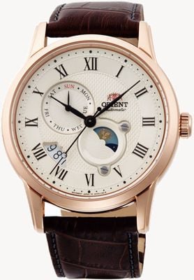 Orient Sun & Moon Mechanical (42.5mm) Ivory Dial / Brown Leather RA-AK0007S30B