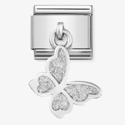 Nomination Classic Butterfly Pink Glitter Sterling Silver Charm 331805/03