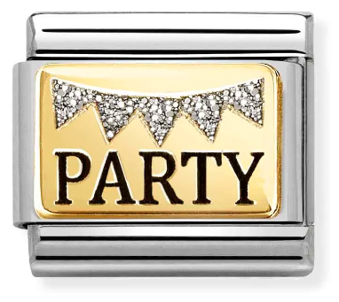 Nomination Classic PARTY Glitter Bunting Gold Plated Stainless Steel Charm 030289/09