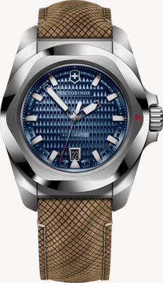 Victorinox I.N.O.X. Automatic (41mm) Blue Guilloché Dial / Hybrid Wood Strap + Blue Rubber Strap 242018.1