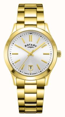 Rotary Contemporary Quartz (30mm) Silver Dial / Gold-Tone Stainless Steel Bracelet LB05523/06