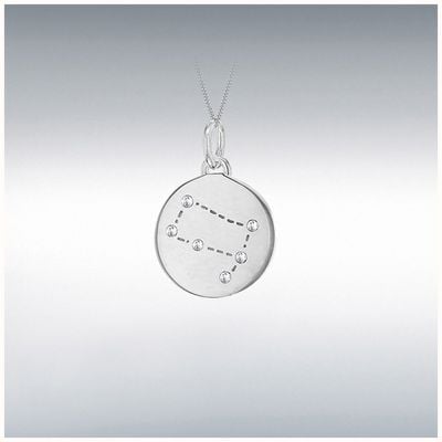 IBB Sterling Silver Rhodium Plated Gemini Cubic Zirconia Star Sign Constellation Disc Pend 8.68.5719