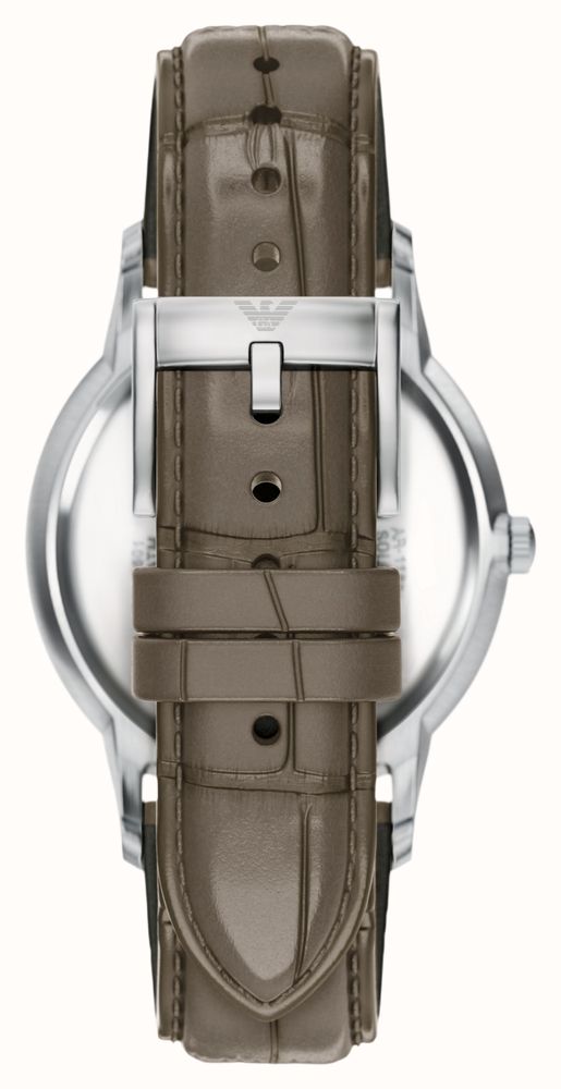Emporio Armani Three-Hand Quartz (39mm) Grey Sunray Dial / Grey Leather Strap AR11823 - alternate view 2