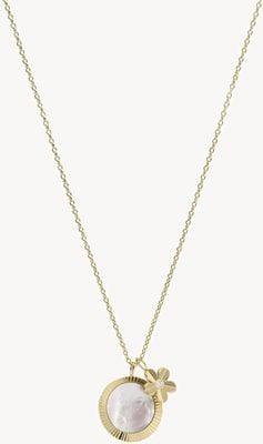 Fossil Women's Gold-Tone Mother-of-Pearl Flower Pendant Necklace JF04023710