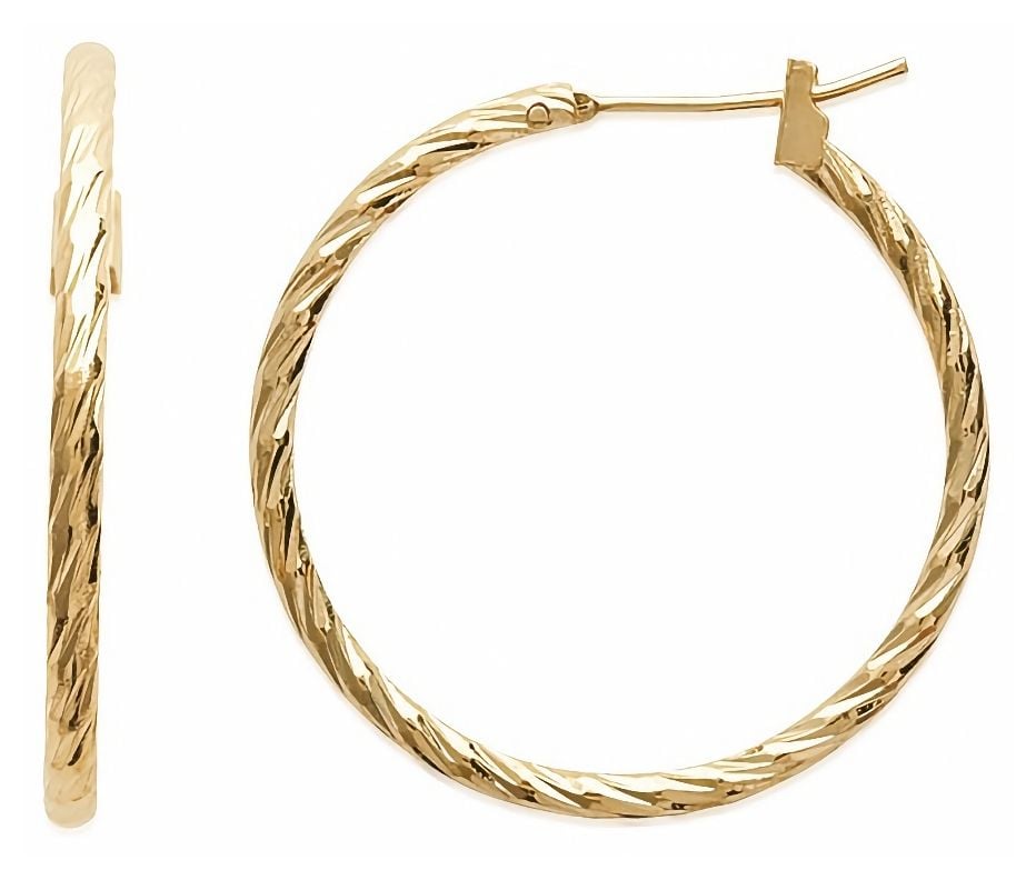 Burren Jewellery E1180 18k Gold Plate Hoop Earrings Rope