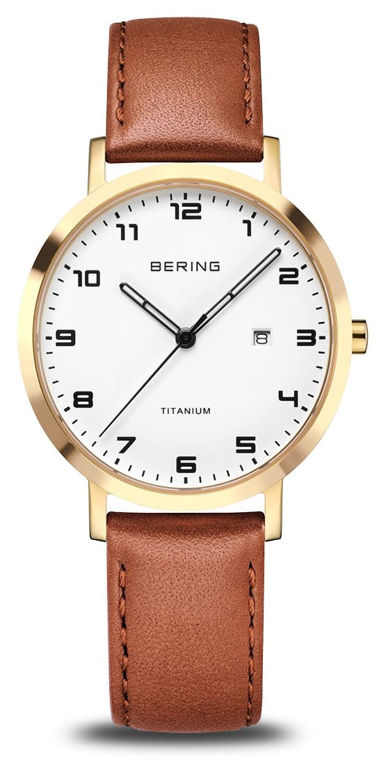 Bering 18634-534 Titanium Quartz (34mm) White Dial / Brown Watch