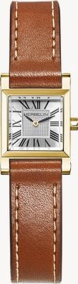Herbelin Antarès Square Quartz (19.4mm) Silver Guilloché Dial / Camel Baranil Calfskin Strap A17144P01C02
