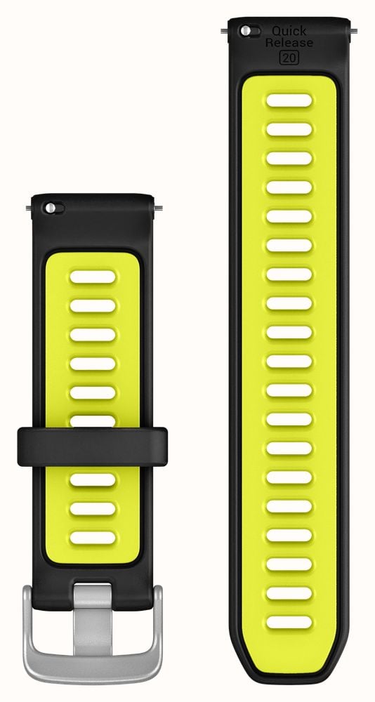 Garmin Quick Release Band (20mm) Black & Amp Yellow Silicone / Silver Hardware - Strap Only 010-11251-B6 - alternate view 2