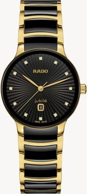 RADO Centrix Diamonds Quartz (30.5mm) Black Dial / Black High-Tech Ceramic & Gold PVD Stainless Steel R30025742