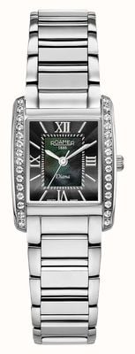 Roamer Diana Crystal Quartz (22.5mm) Black Mother-of-Pearl Dial / Stainless Steel Bracelet 869847 41 80 20