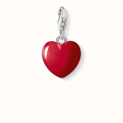 Thomas Sabo Heart Charm Red 925 Sterling Silver Cold Enamel 0016-007-10