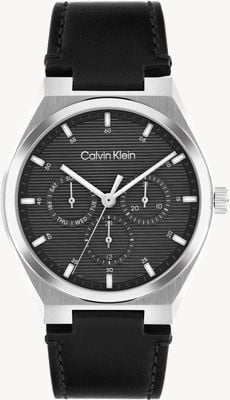 Calvin Klein CK Motion Multifunction (39mm) Dark Grey Dial / Black Leather Strap 25200524