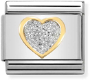 Nomination Classic Heart 18ct Gold & Steel Enamel Charm 030220/02
