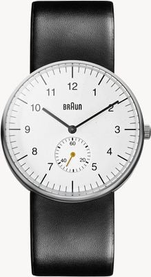 Braun BN0024 Classic Small-Seconds Quartz (40mm) White Dial / Black Leather Strap Watch BN0024WHBKG