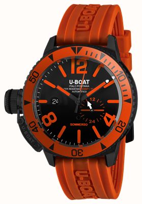 U-Boat Sommerso 46 DLC Aluminium Orange Bezel (46mm) Black Dial / Orange Vulcanised Rubber Strap 9543