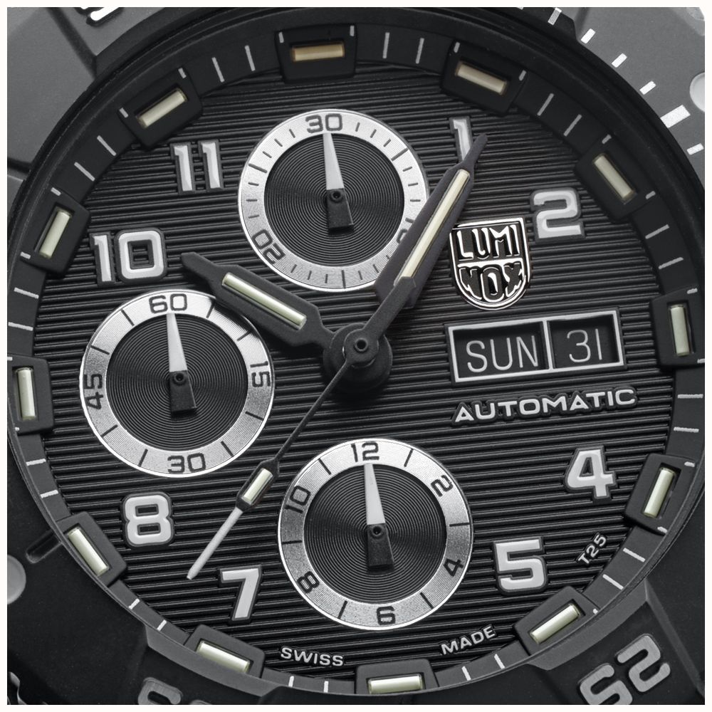 Luminox Master Carbon SEAL Auto Chrono 3880 Series (45mm) Black Dial / Black Technical Matrix Leather Strap Watch XS.3881 - alternate view 6