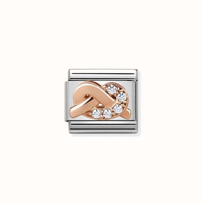 Nomination Composable Classic Symbols In Stainless Steel With 9k Rose Gold And CZ WHITE Knot 430302/06