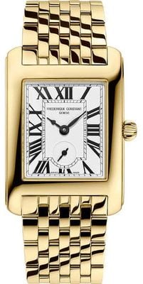 Frederique Constant Classics Carree Small Seconds (25.2mm) White Clous De Paris Dial / Gold PVD Stainless Steel Bracelet FC-235S2C5B