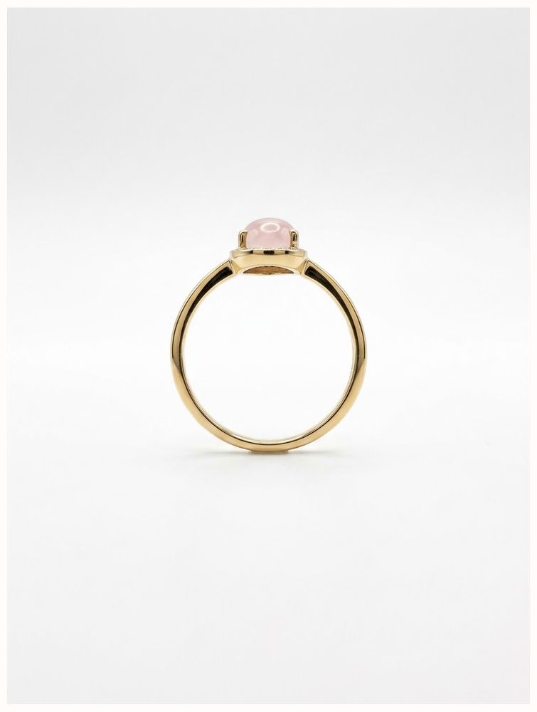 James Moore & Co Natural Diamond & Rose Quartz Cabochon Pear Cut 9ct Yellow Gold Ring J83504 - alternate view 3