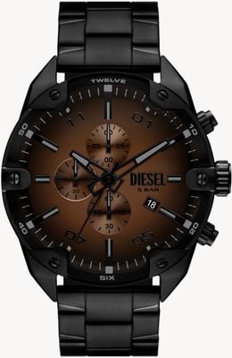 Diesel Spiked Chronograph (48mm) Brown Gradient Dial / Black PVD Stainless Steel Bracelet DZ4691