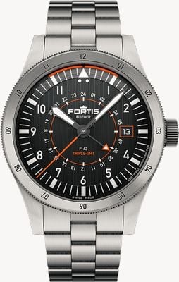 FORTIS Flieger F-43 Triple-GMT Original (43mm) Titanium Block Bracelet F4260000