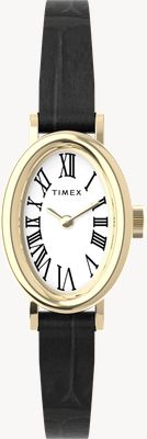 Timex Cavatina (19mm) White Dial / Black Leather Strap TW2W78300