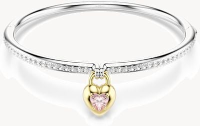 Swarovski Idyllia bangle, Mixed cuts, Heart, Pink, Mixed metal finish 5737266