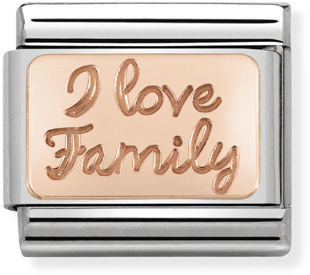 Nomination Classic I Love Family 9ct Rose Gold & Steel Charm 430101/41