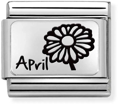 Nomination Classic April Birthstone Diamond Sterling Silver & Steel Charm 330112/16
