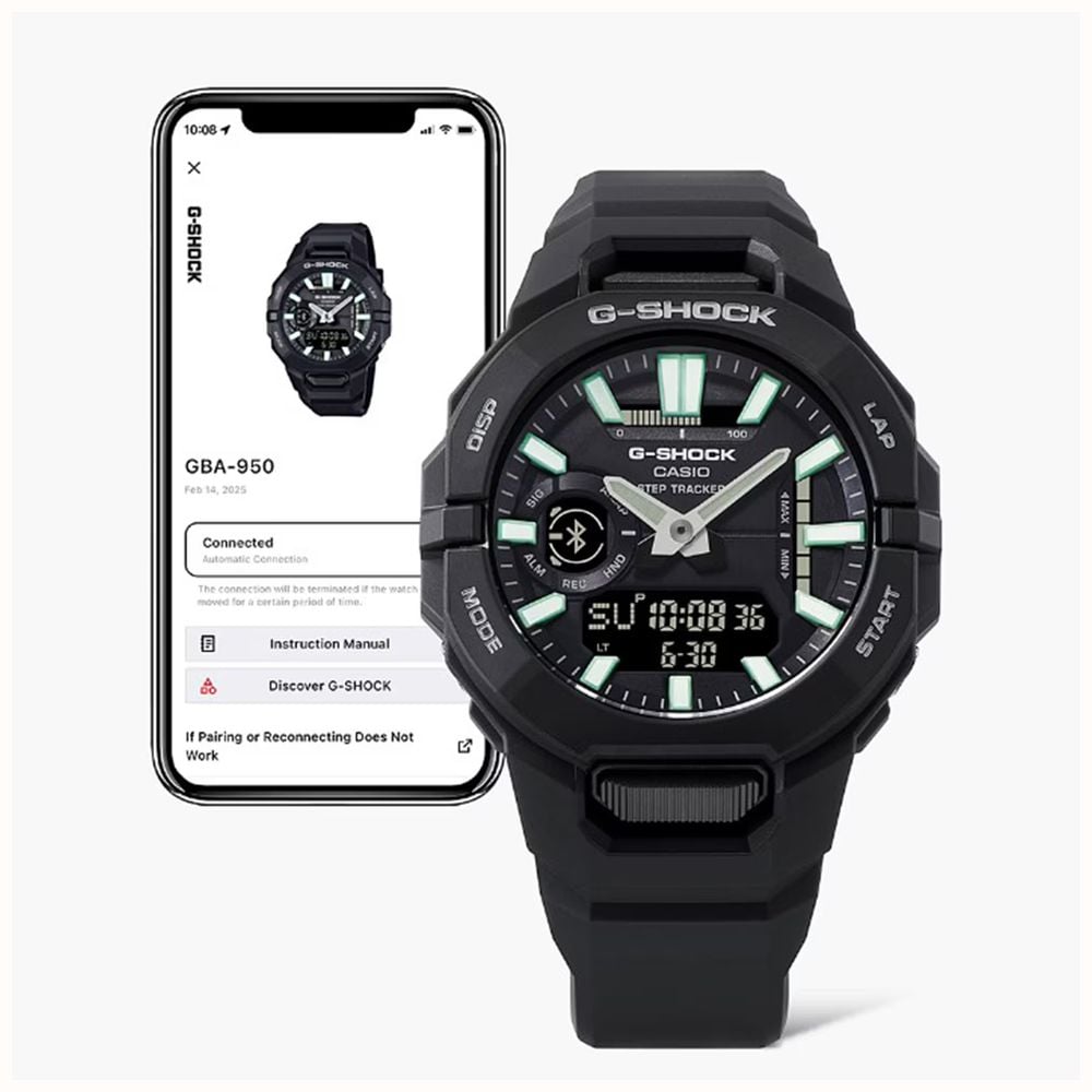 Casio G-SHOCK GBA-950 Series Step Tracker (43.9mm) Dark Blue Dial / Lime Green Resin Band GBA-950-9A3ER GBA-950-1AER - alternate view 12