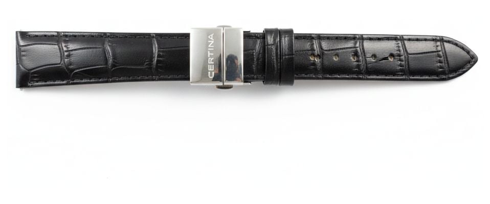 Certina J6436 Black Painted Crocodile Strap With Folding Watch