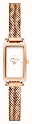 Skagen Women's Hagen Micro (30mm) White Rectangular Dial / Rose Gold-Tone Stainless Steel Mesh Bracelet SKW3148