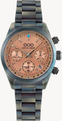 Out Of Order Sporty Cronografo Quartz (40mm) Peach Sunray Dial / Aged Stainless Steel Bracelet Watch OOO.001-23.PE.AC