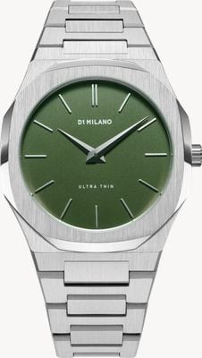 D1 Milano Ultra Thin Moss (40mm) Bottle Green Brushed Dial / Stainless Steel Bracelet UTBJ06