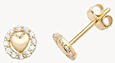 Treasure House 9k Yellow Gold Heart Cubic Zirconia Stud Earrings ES595