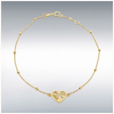 9CT YELLOW GOLD WOMENS HEART BRACELET 1.29.3342