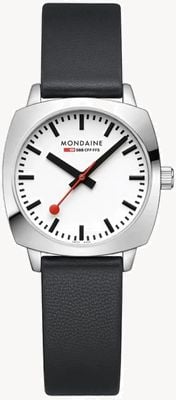 Mondaine SBB Petite Cushion (31mm) White Dial / Black Vegan Leather Strap MSL.31110.LBV