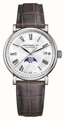 Herbelin Inspiration Moonphase Automatic (38mm) Silver Dial / Grey-Brown Leather Strap 2847AP08GR