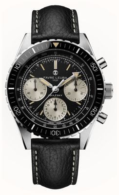 Favre Leuba Sea Sky Revival Automatic Chronograph (40mm) Black Dial / Black Leather Strap 00.20212.112.01.101