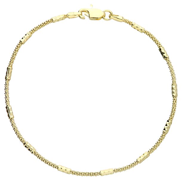 James Moore H7024-19 Gold Plated 19cm Popcorn 19cm Bracelet Jewellery