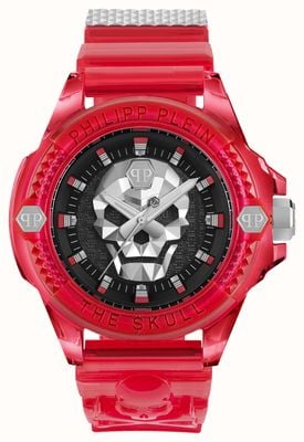 Philipp Plein $KULL SYNTHETIC HIGH-ICONIC / Black Dial Red Strap PWWAA0223