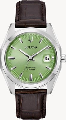 Bulova Men's Surveyor (39mm) Green Dial / Brown Leather Strap 96B427