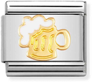 Nomination Classic Beer Tankard 18ct Gold & Steel Enamel Charm 030218/06