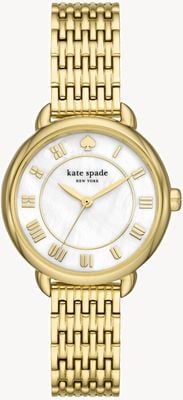 Kate Spade Women's Lily Avenue (34mm) White Mother-of-Pearl Dial / Gold-Tone Stainless Steel Bracelet KSW1823